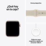 Apple Watch SE 3 (GPS) 40mm Aluminio Blanco Estelar + Correa Deportiva Arena - Talla S/M