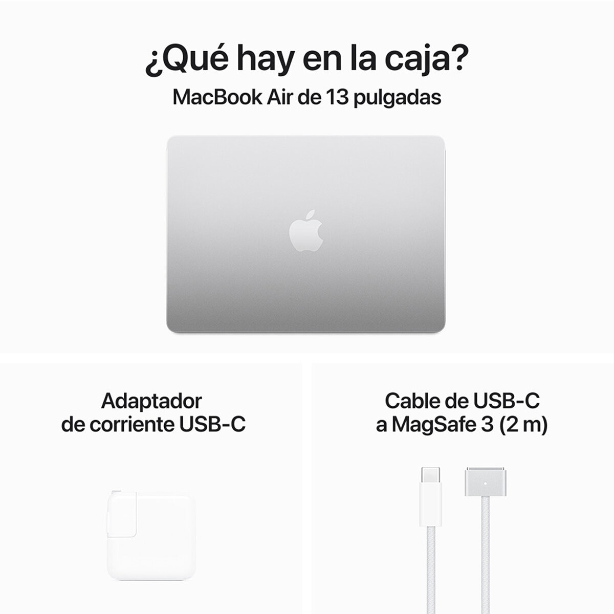 Apple MacBook Air 13" Chip M3 512GB Plata CPU de 8 núcleos GPU de 10 núcleos Memoria unificada de 24GB