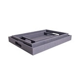 BHOME, Juego de 3 Charolas de Vinipiel, Color Gris