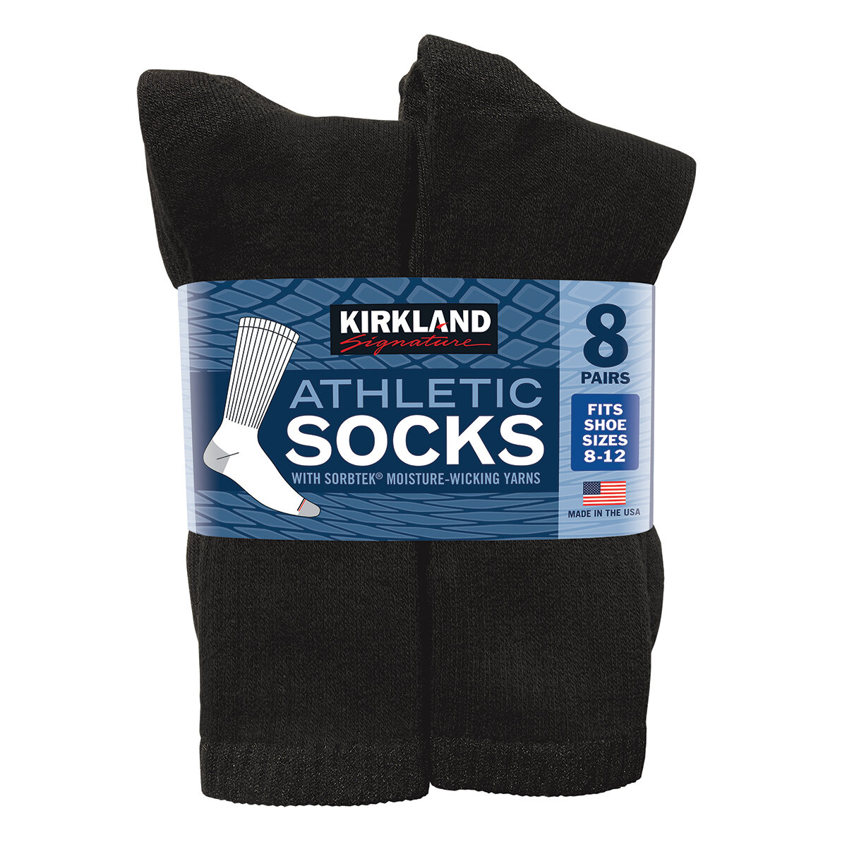 Kirkland Signature Calcetines para Caballero 8 pares negro US 8-12