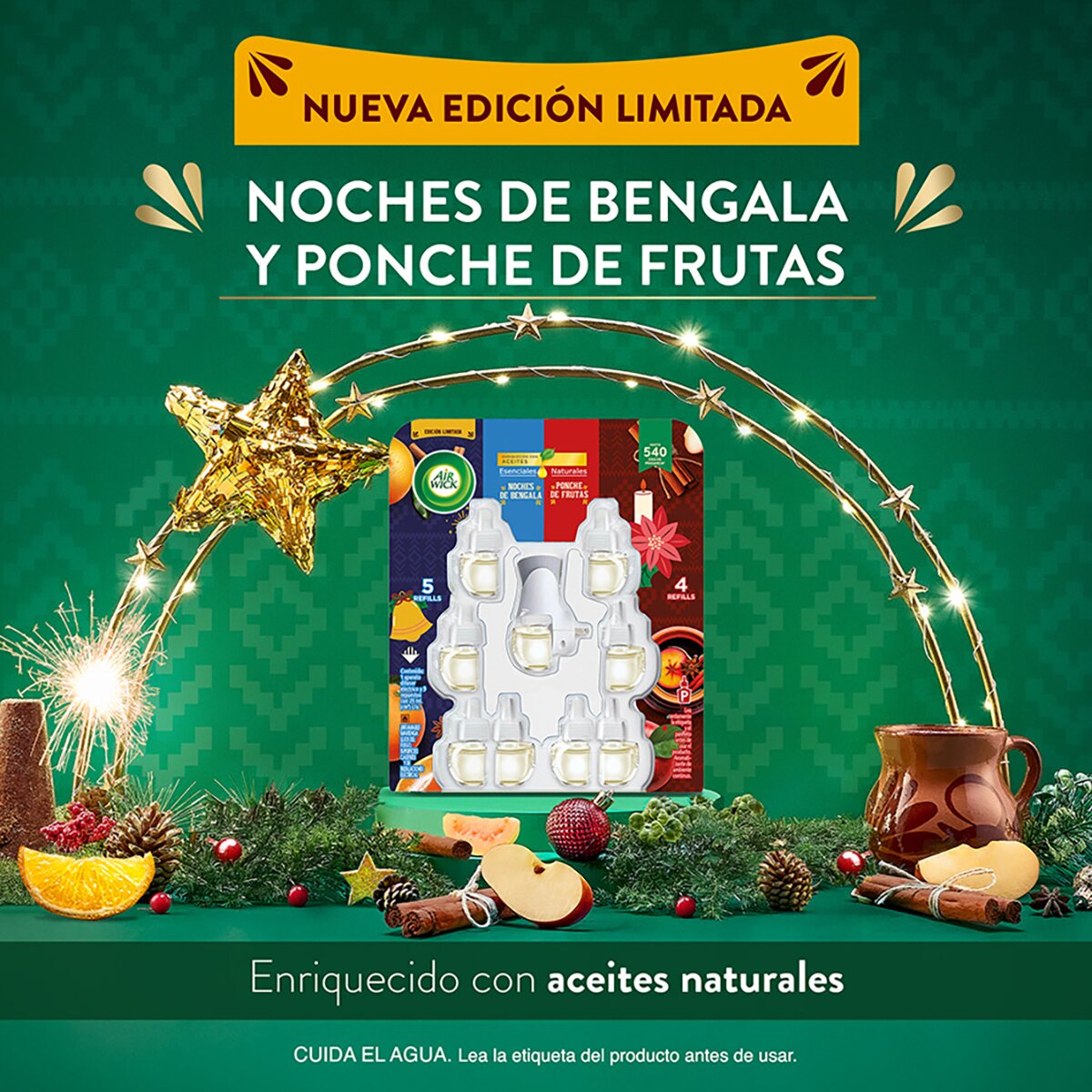 Airwick Aromatizante De Ambiente Eléctrico Fragancias Navideñas con 9 Repuestos