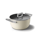 Smeg Olla de 24cm con Tapa de Cristal blanco