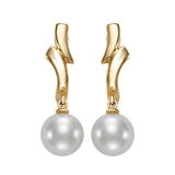Aretes de Perlas Cultivadas Agua Dulce, 7.0-7.5mm, Oro Amarillo de 14K