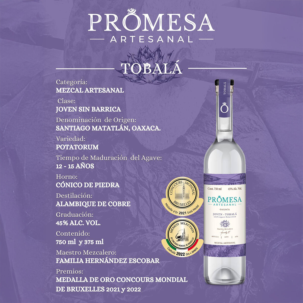 Mezcal Promesa Joven Tobalá 750ml