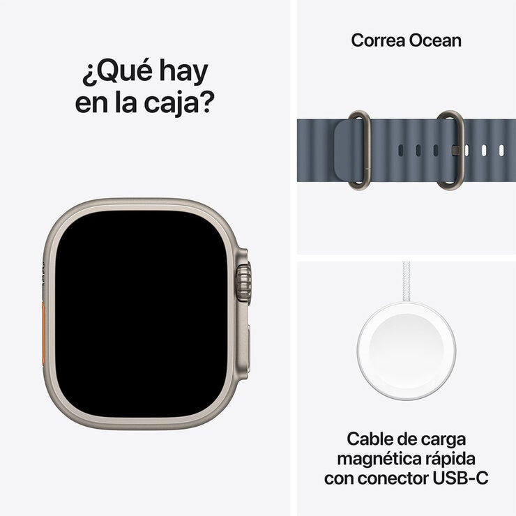 Apple Watch Ultra 3 (GPS + Celular) 49mm Titanio Natural + Correa Ocean Azul Anchor - Unitalla