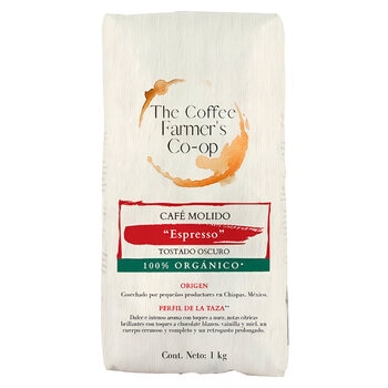 The Coffee Farmer’s Coop Café Molido Espresso Tostado Oscuro 100% Orgánico 1 kg
