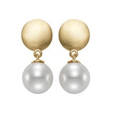 Aretes de Perlas Cultivadas, 8.5-9.0mm, de Oro Amarillo de 14K