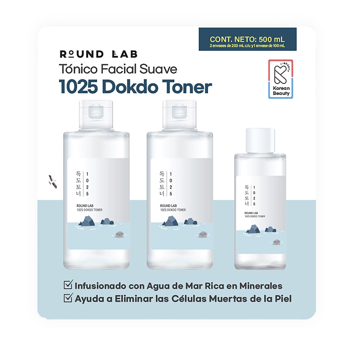 Round Lab 1025 Dokdo Tónico Facial 3 pzas