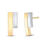 Aretes, Dos Tonos, Oro 14K Aretes, Dos Tonos, Oro 14K