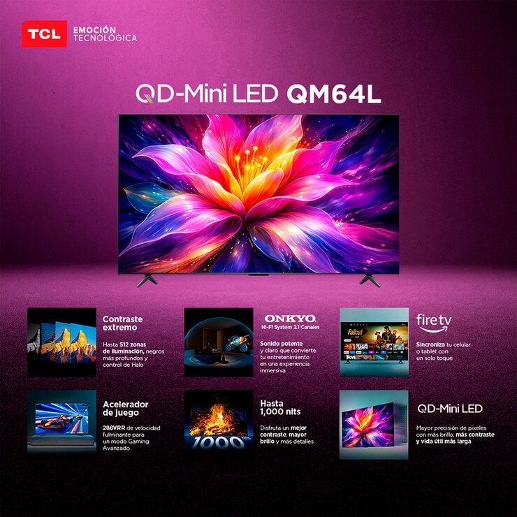 TCL Pantalla 65" Miniled 4K Fire TV TCL Pantalla 65" Miniled 4K Fire TV