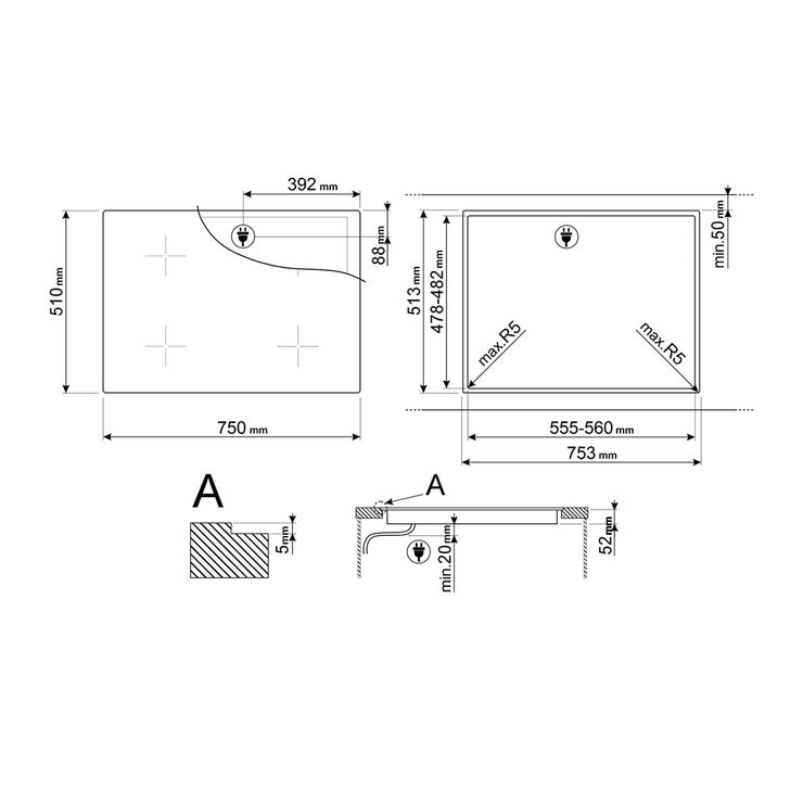 Smeg Parrilla eléctrica 75 cm