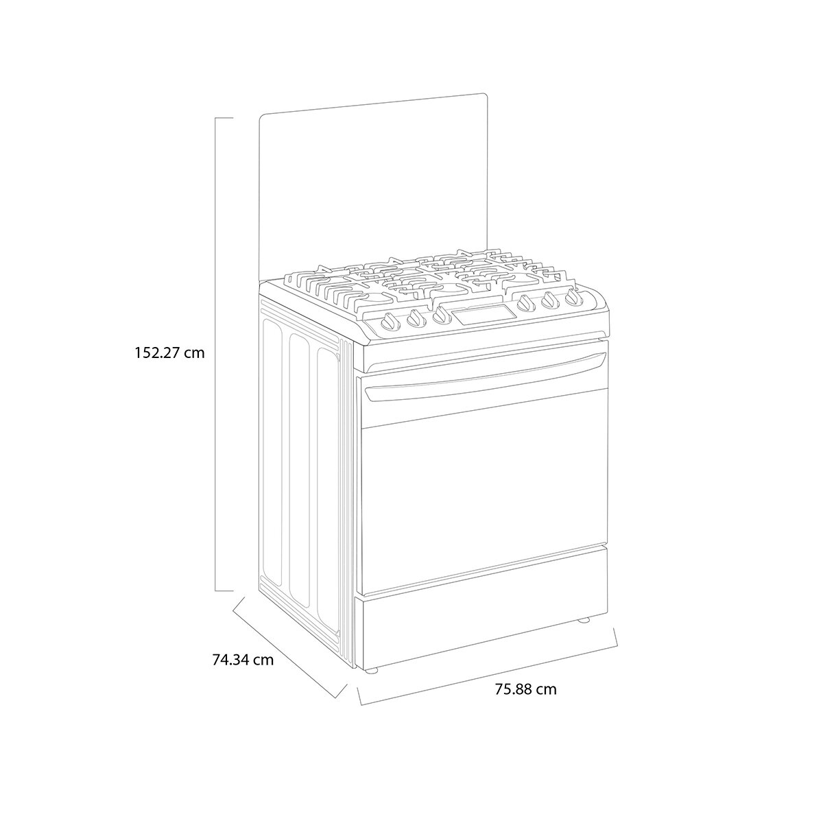 LG Estufa de gas 5 quemadores 76cm
