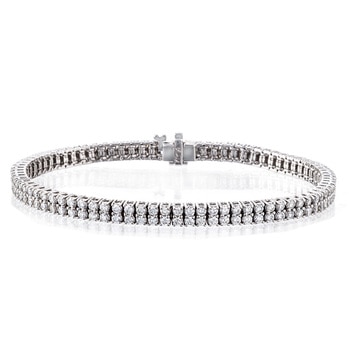 4.0ctw, Pulsera tenis de Diamantes, 17.78cm, Corte Redondo Brillante, Oro Blanco 14K