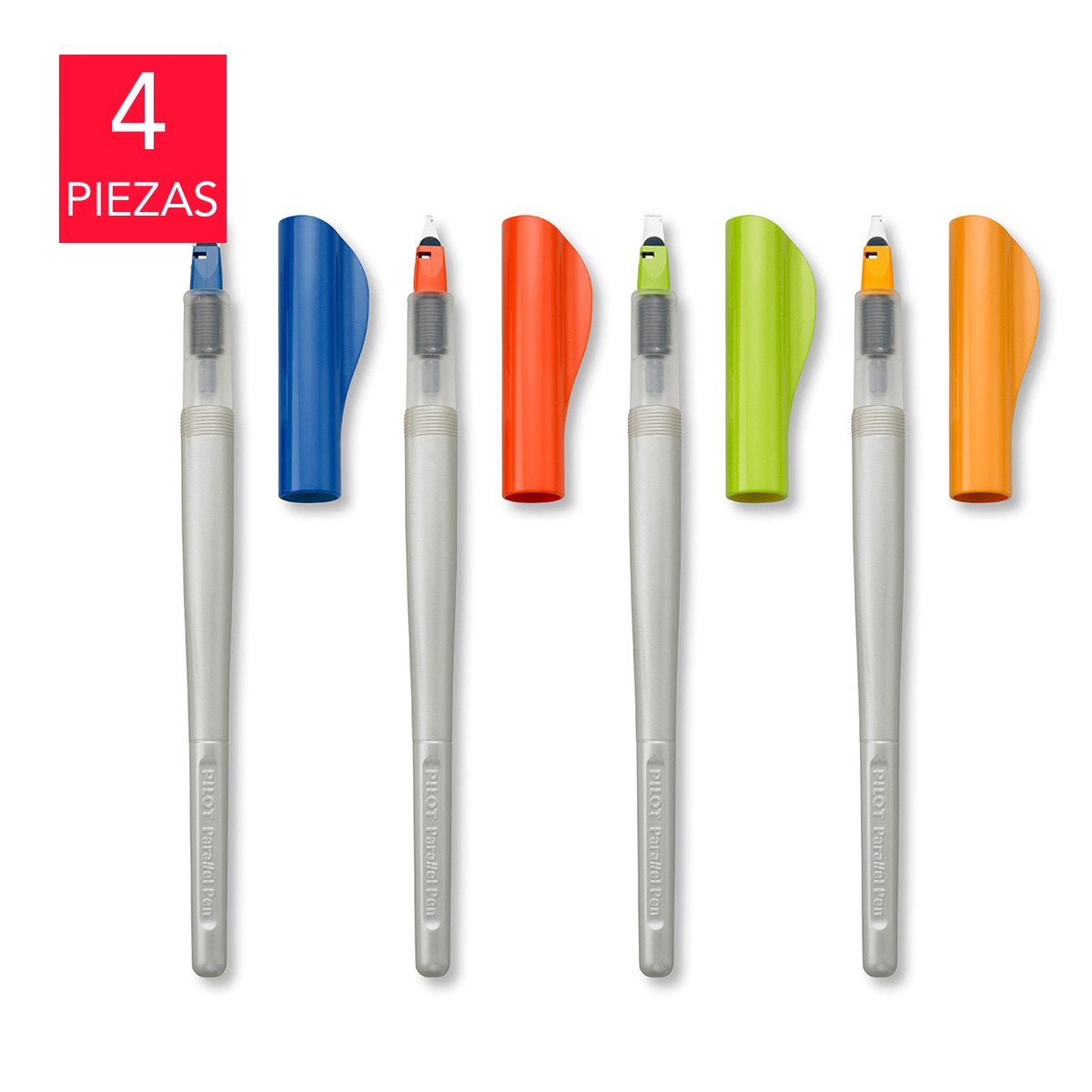 Pilot Parallel 4 Plumas de Caligrafía con Diferentes Tamaños de Punta y Caja de 12 Cartuchos