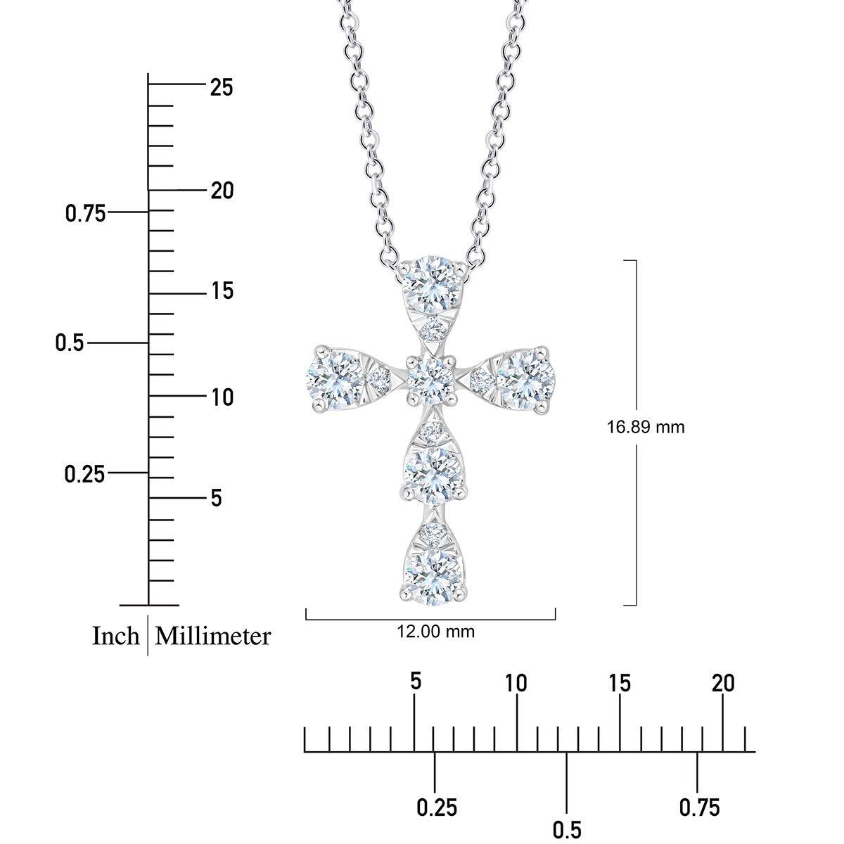 Dije de Cruz de Diamantes, 0,45 ct, Oro Blanco 14K