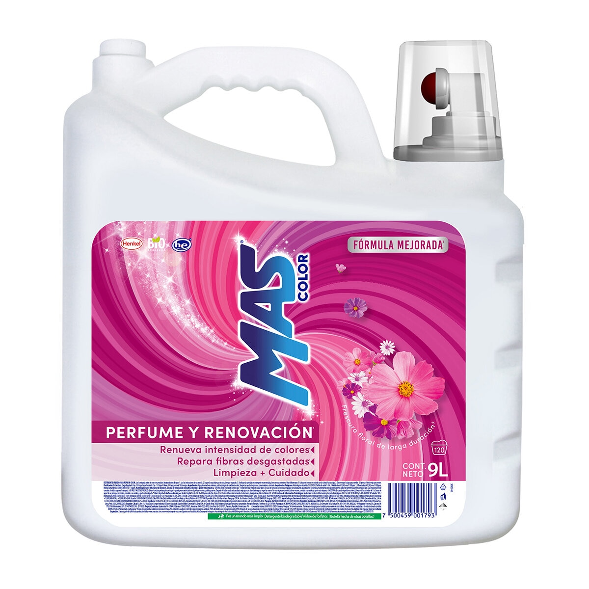 Mas Color Renueva y Florece Detergente Líquido 9 l