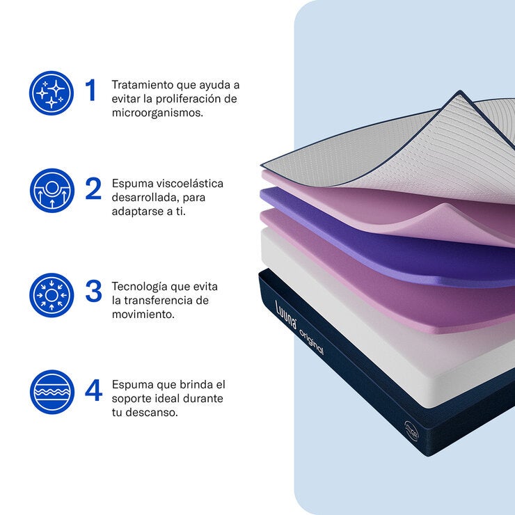 Luuna Colchón Original Memory Foam, Queen