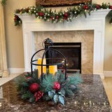 24" Centro de Mesa Navideño con Luces LED, Rojo