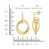 Aretes, Doble Circulos, Oro Amarillo de 14K