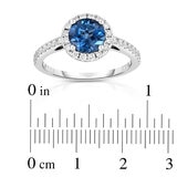 Anillo, Topacio Azul y Diamantes 0.35ctw, Oro Blanco de 14K