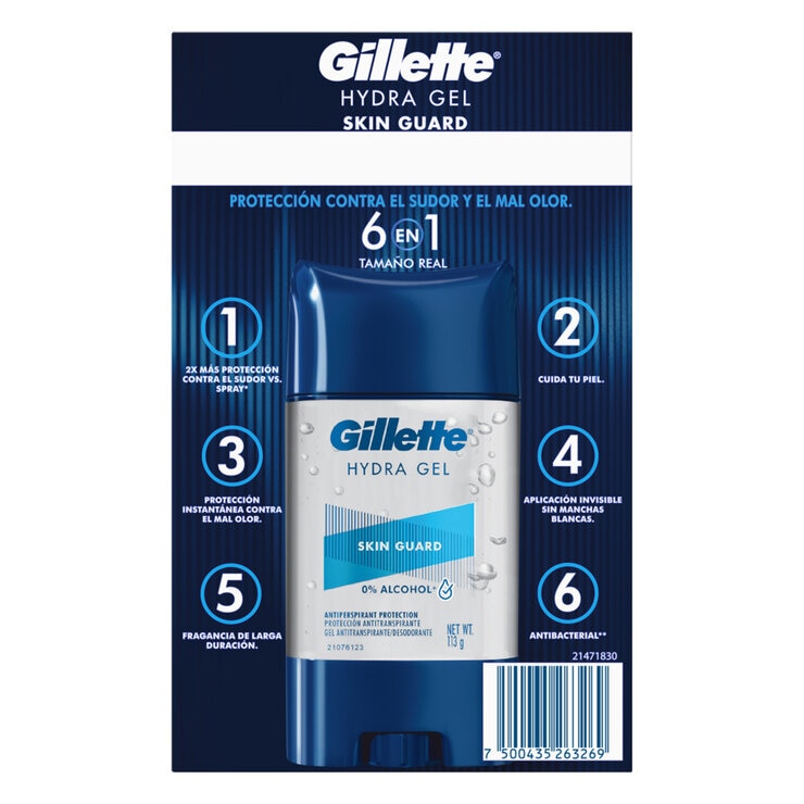 Gillette Antitranspirante en Gel 6 en 1 Skin Guard 5 pzas de 113 g Gillette Antitranspirante en Gel 6 en 1 Skin Guard 5 pzas de 113 g