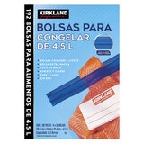 Kirkland Signature Bolsas para Congelar Alimentos 192 pzas de 4.5 l
