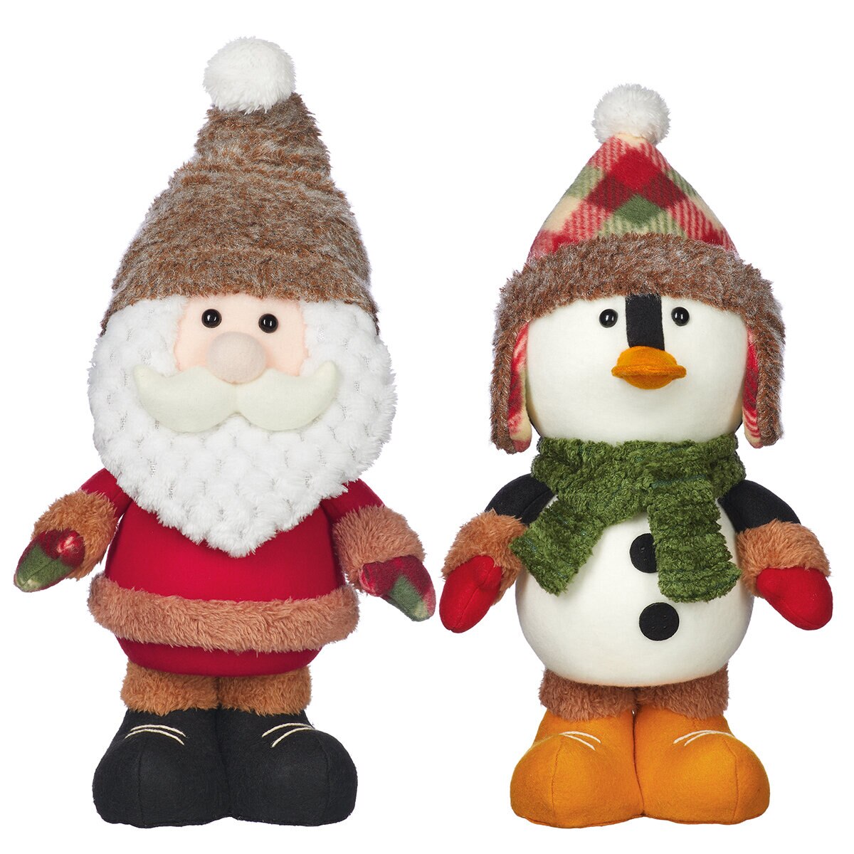 Set de 2 Figuras Festivas Santa y Pingüino