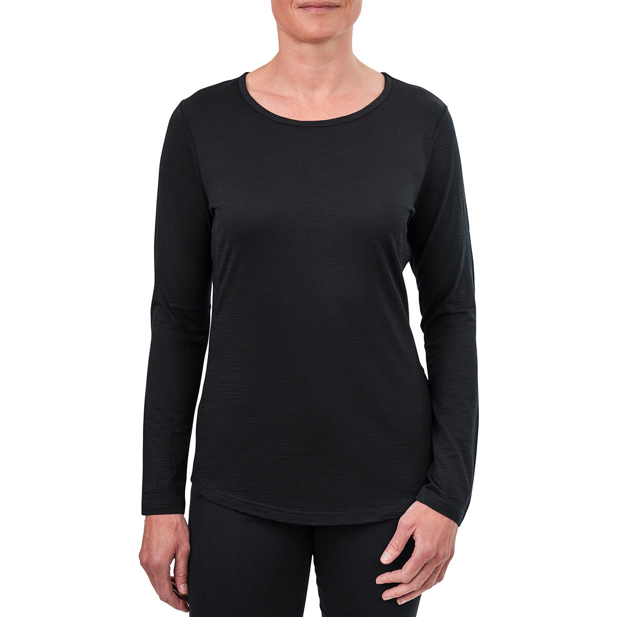 Seg'Ments Playera de Manga Larga y Cuello Redondo para Dama Negro Extra Extra Grande