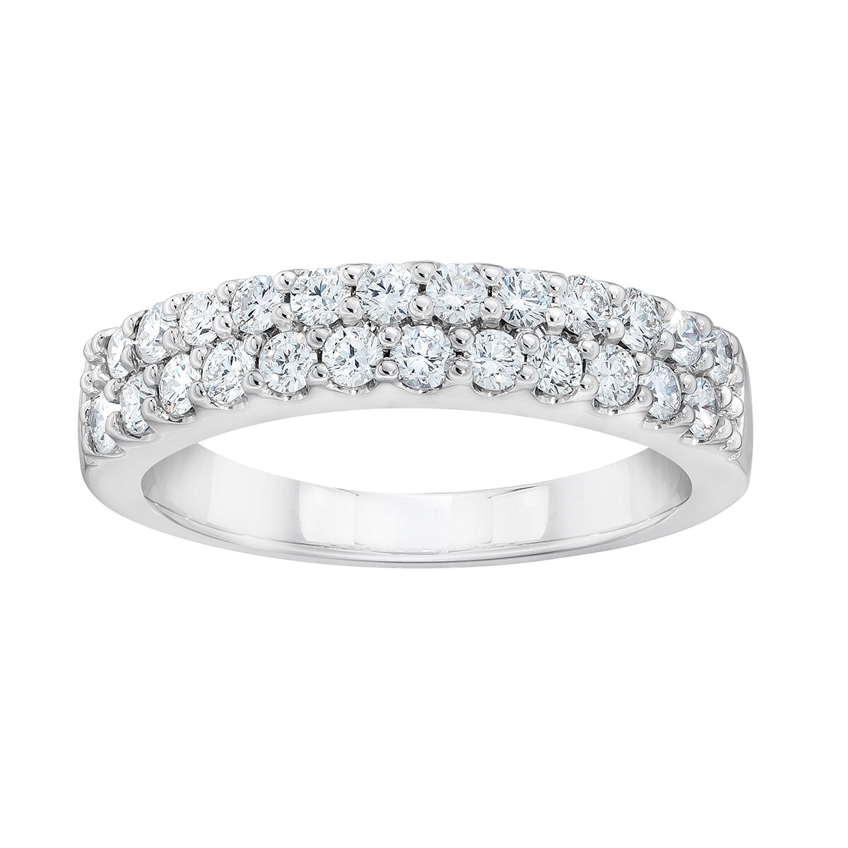 Anillo, Diamantes 0.70ctw, Doble Fila, Oro Blanco 14K