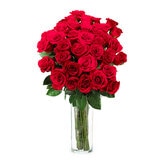 Chiltepec, Bouquet de 36 Rosas Rojas con Florero de Vidrio [Preventa]