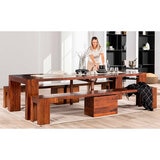 Transformer Table, Set de Comedor Expandible, Capacidad de hasta 12 Personas, 100% Madera, Color Mahogany