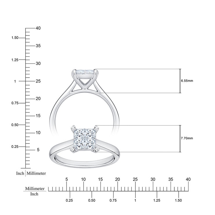 Anillo Compuesto de Diamantes 0.59ctw, Oro Blanco 14K