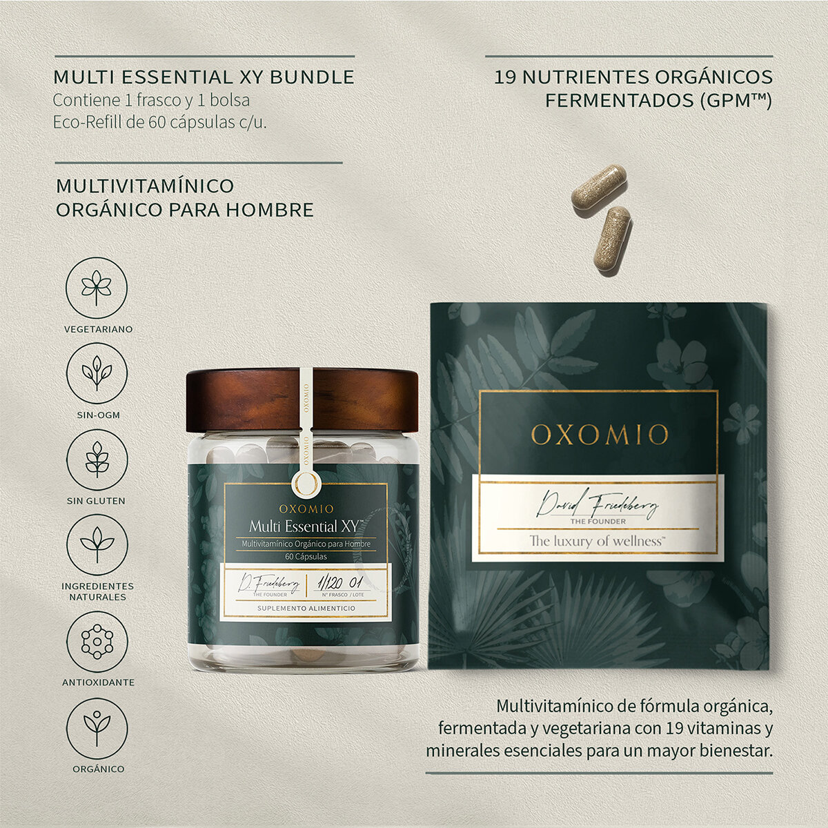 Oxomio Multivitamínico para Hombre 60 Cápsulas + Eco- refill de 60 cápsulas