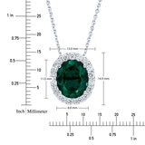 Collar con Dije de Esmeralda Creado y Diamantes 0.45ctw, Oro Blanco de 14K Collar con Dije de Esmeralda Creado y Diamantes 0.45ctw, Oro Blanco de 14K