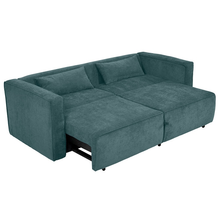 Violanti, Sofá Cama De 3 Plazas Con Brazos, Color Turquesa