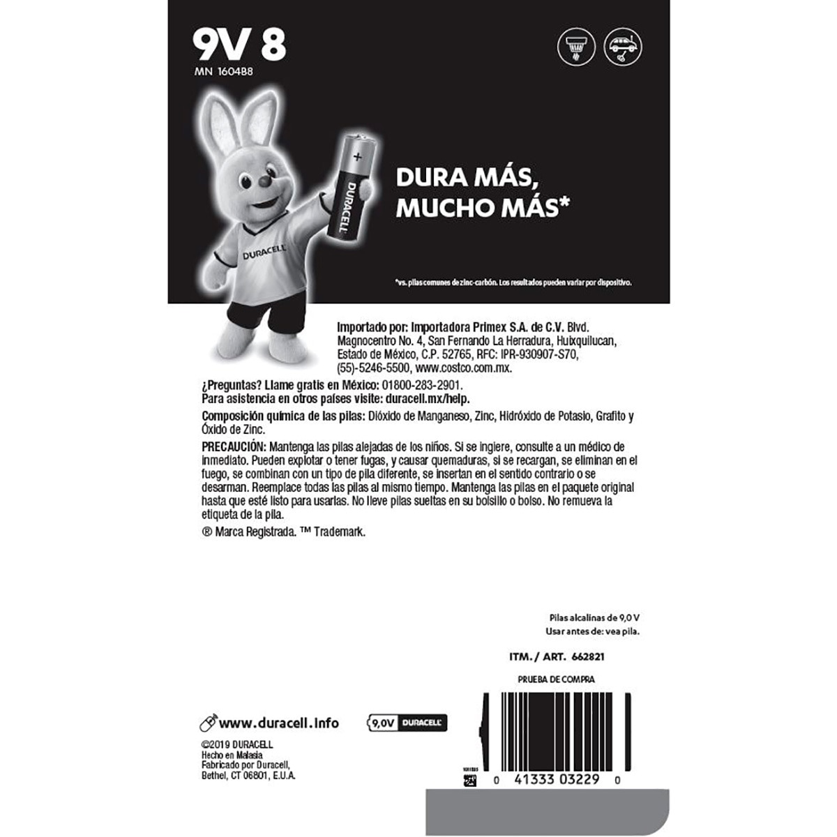 Duracell, Baterías 9V de 8 piezas