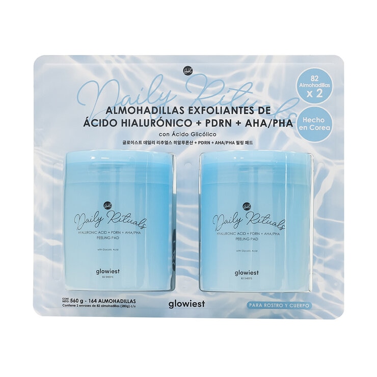 Glowiest Almohadillas Exfoliantes de Ácido Hialurónico + PDRN + AHA/PHA 2 envases Glowiest Almohadillas Exfoliantes de Ácido Hialurónico + PDRN + AHA/PHA 2 envases