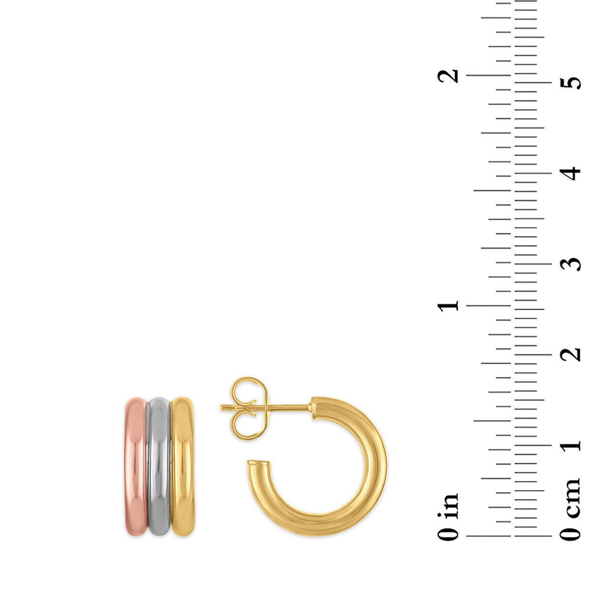 Arracadas de Oro, 3 Tonos 14K Arracadas de Oro, 3 Tonos 14K