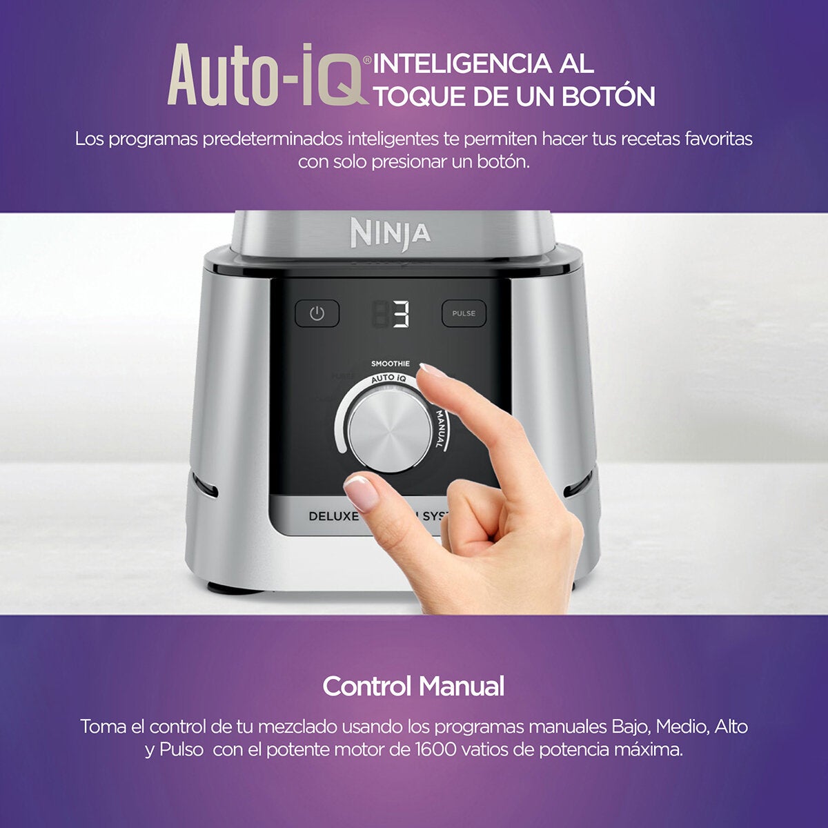 Ninja Deluxe, Sistema de Cocina 3 en 1 con Licuadora 2.6 L, Procesador de alimentos 2.1 L y 2 vasos individuales 710 ml c/u Ninja Deluxe, Sistema de Cocina 3 en 1 con Licuadora 2.6 L, Procesador de alimentos 2.1 L y 2 vasos individuales 710 ml c/u