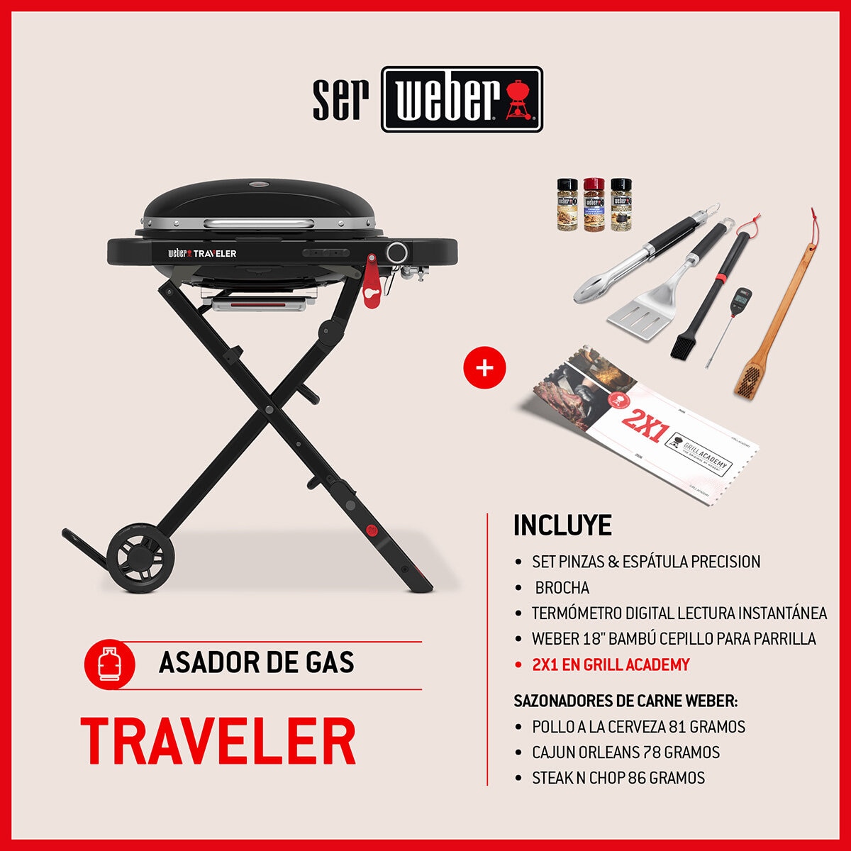 Weber, Traveler Compact Asador de Gas