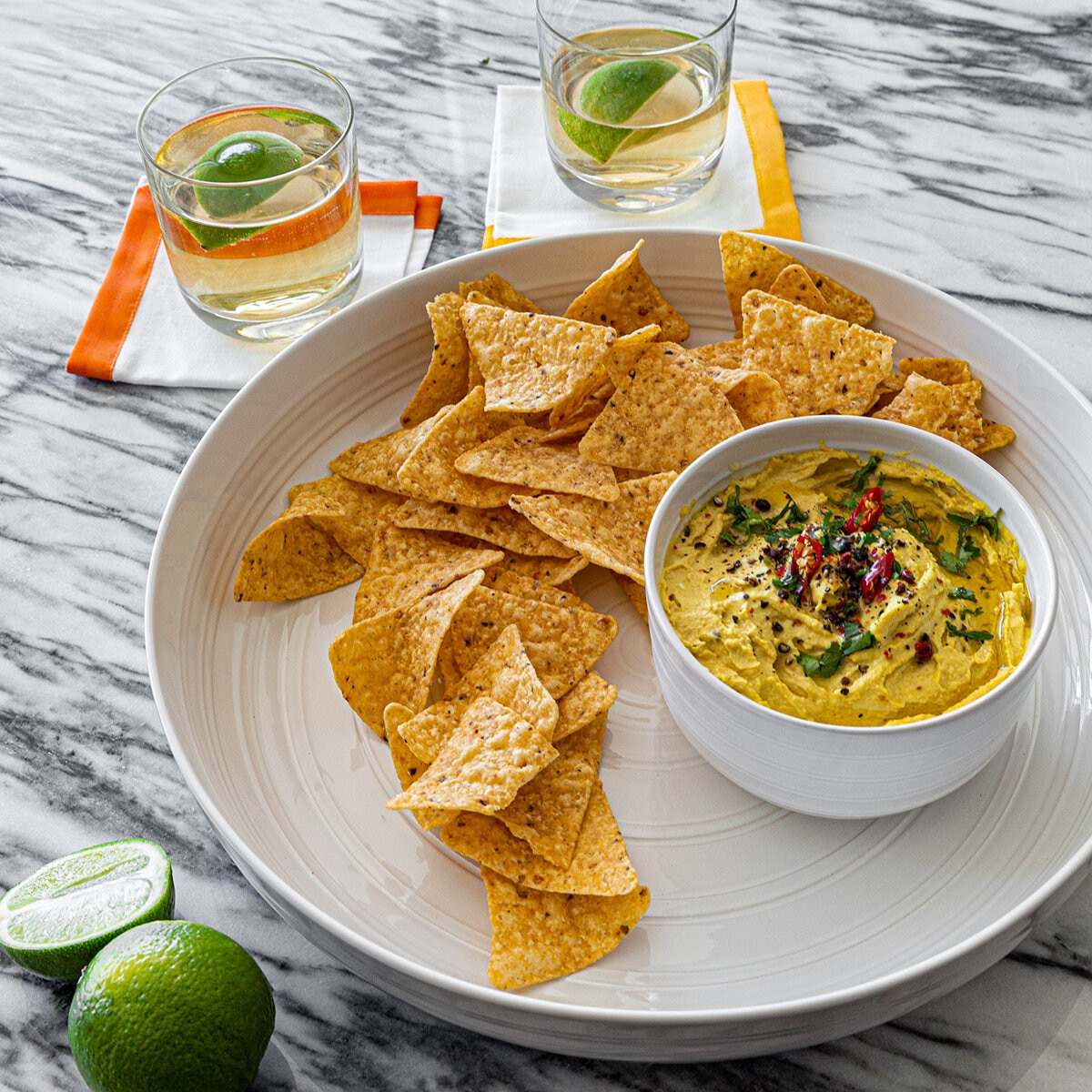 Over & Back Botanero Chip & Dip de Cerámica, 2 piezas