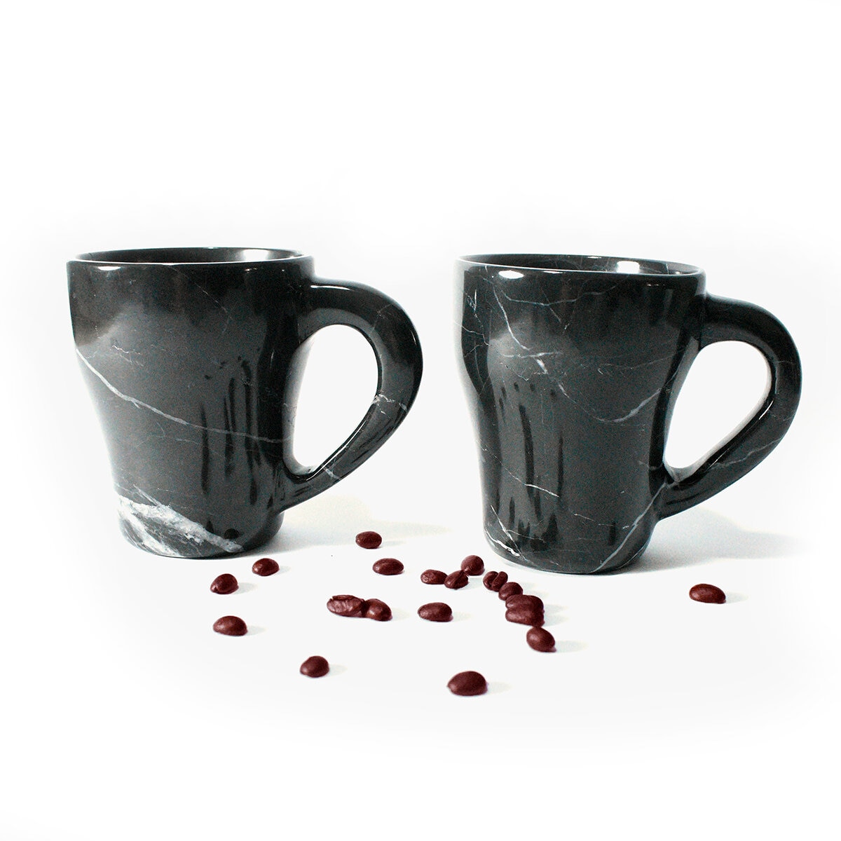 Luhom Juego de Tazas de Mármol 2 piezas Negro