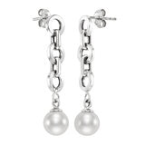 Aretes de Perlas Cultivadas, Oro Blanco de 14K