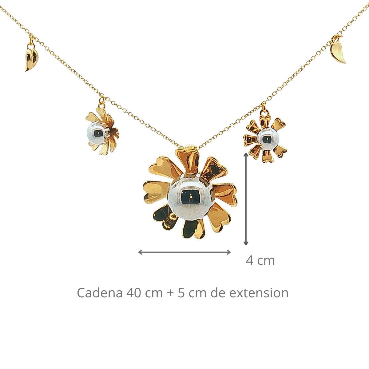 Mayfer, Collar Dorado con Diseño de Flores.
