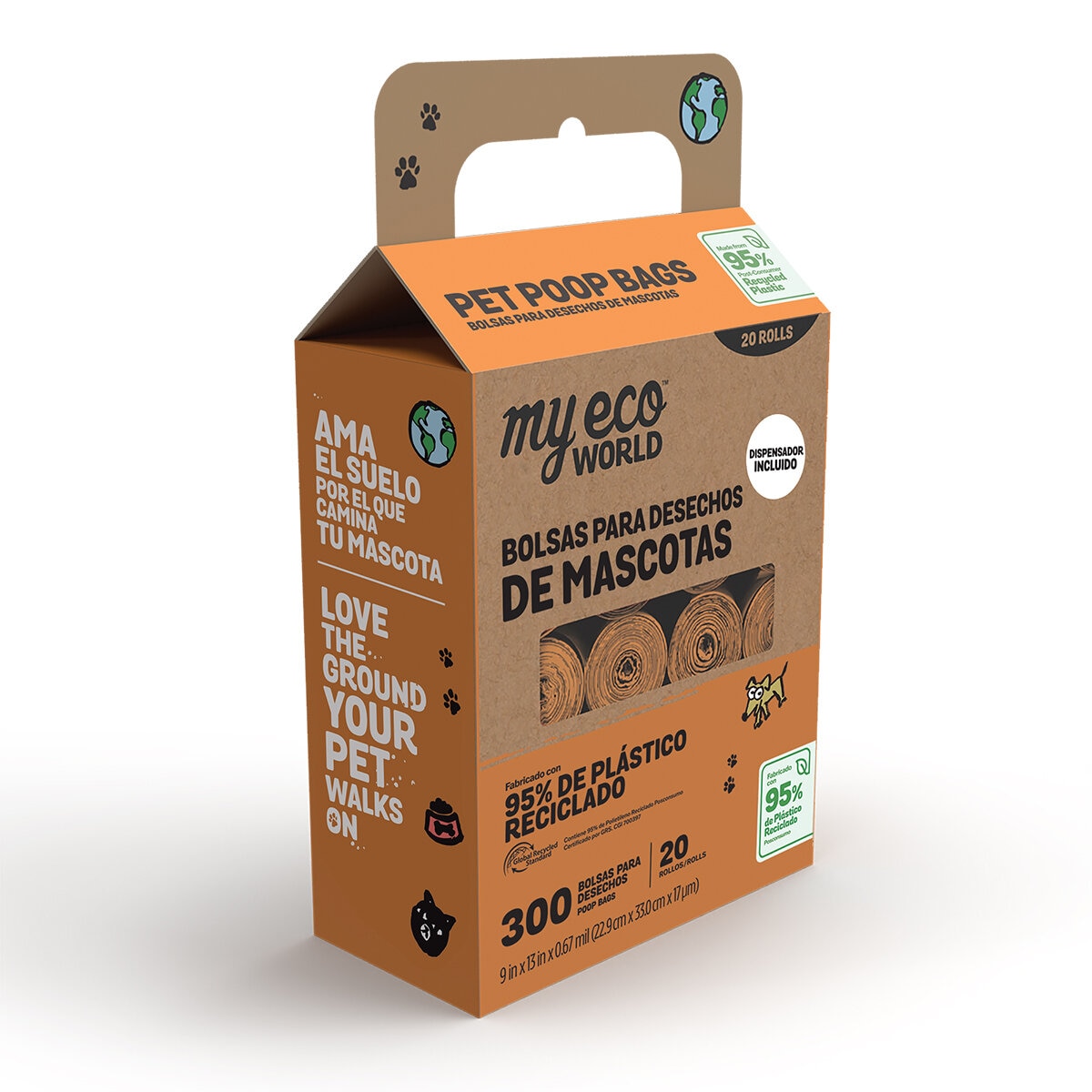 My Eco World Bolsas para Desechos de Mascotas 20 rollos con 15 bolsas