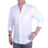 Emporio Colombo, Camisa de Lino para Caballero Corte Slim/Regular en Varias Tallas, Color Blanco