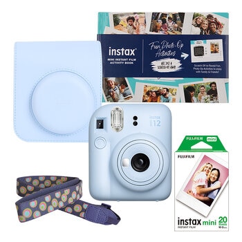 Fujifilm-cámara instantánea Instax Mini 12, papel fotográfico de color  rosa, Azul, Gris, blanco y morado