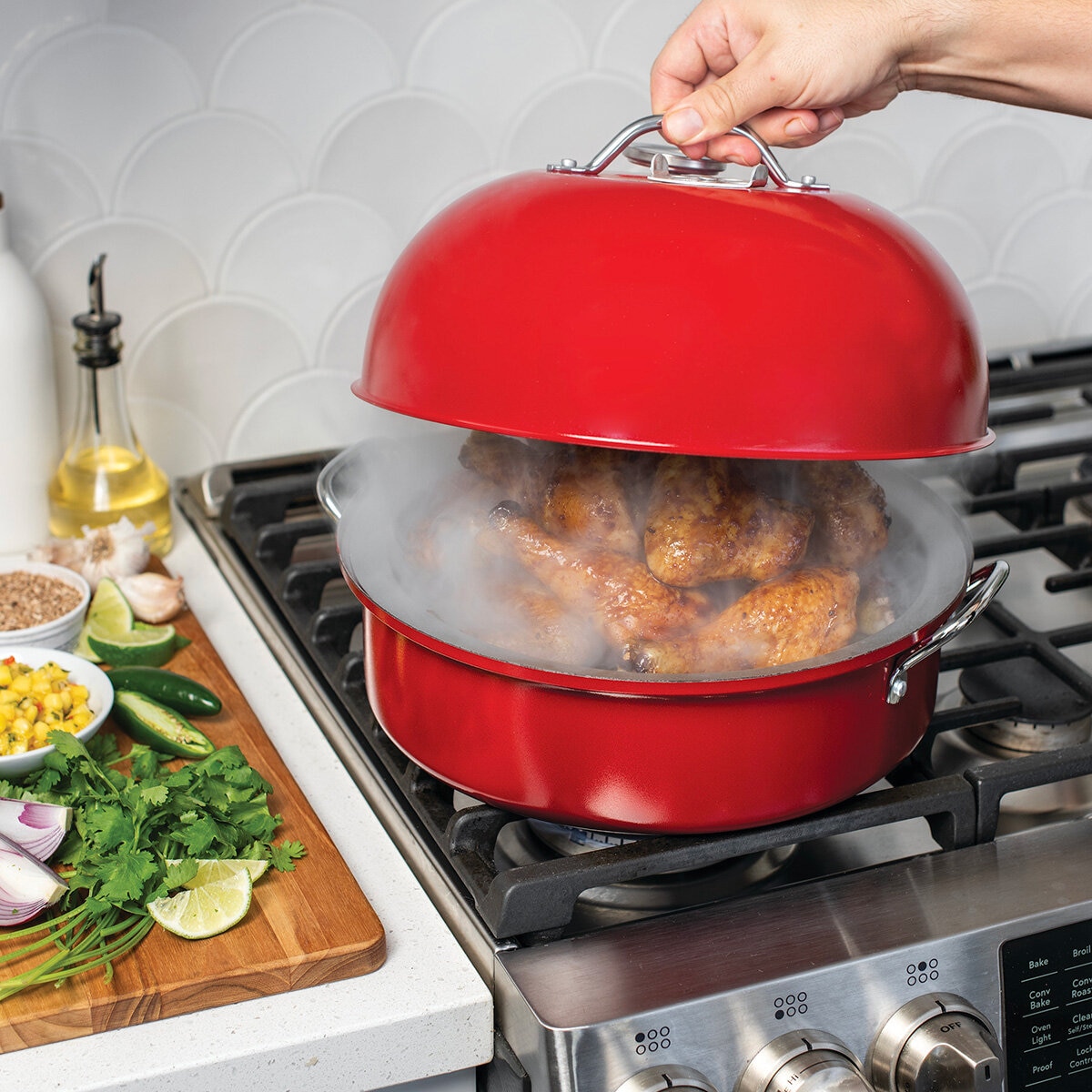 Nordic Ware Ahumador para Asar de Acero Aluminado Tipo Caldera Nordic Ware Ahumador para Asar de Acero Aluminado Tipo Caldera