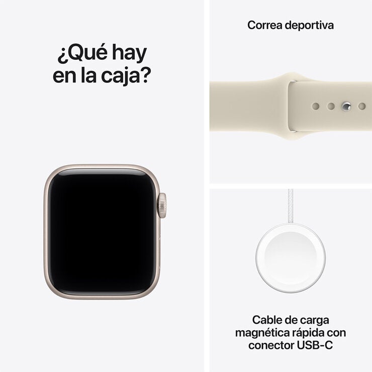 Apple Watch SE 3 (GPS) 40mm Aluminio Blanco Estelar + Correa Deportiva Arena - Talla S/M