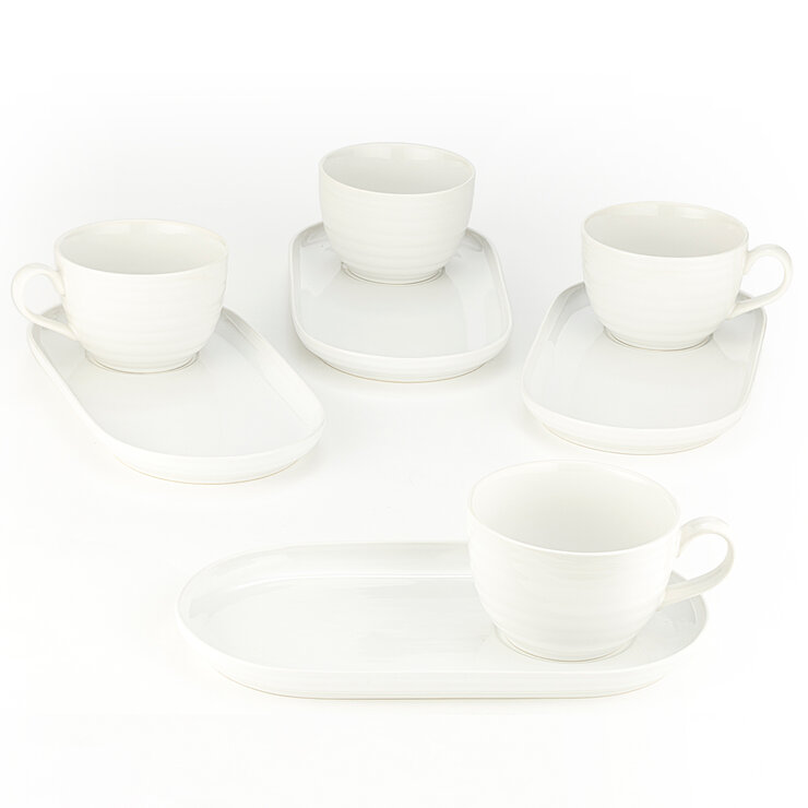 Signature Housewares 4 Juegos de Taza y Plato de Cerámica